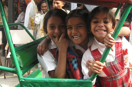 Girls in rickshaw