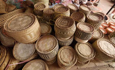 Baskets at market in Luang Prabang