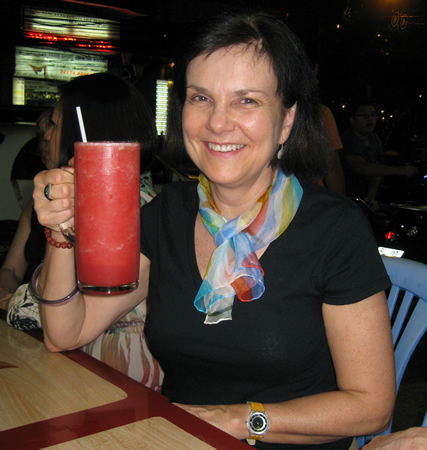 Karen with HUGE watermelon juice