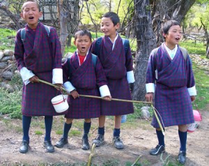 Boys Singing in Bhutan