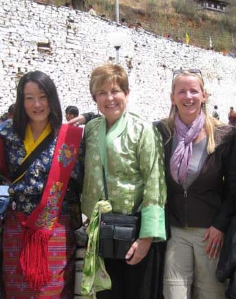 Kinley Diane and Beth in Bhutan