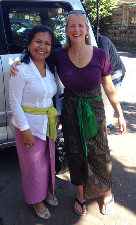 Beth wearing a batik skirt