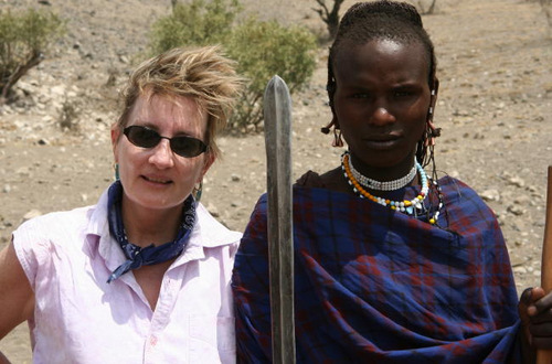 Leslie with Maasai 2001